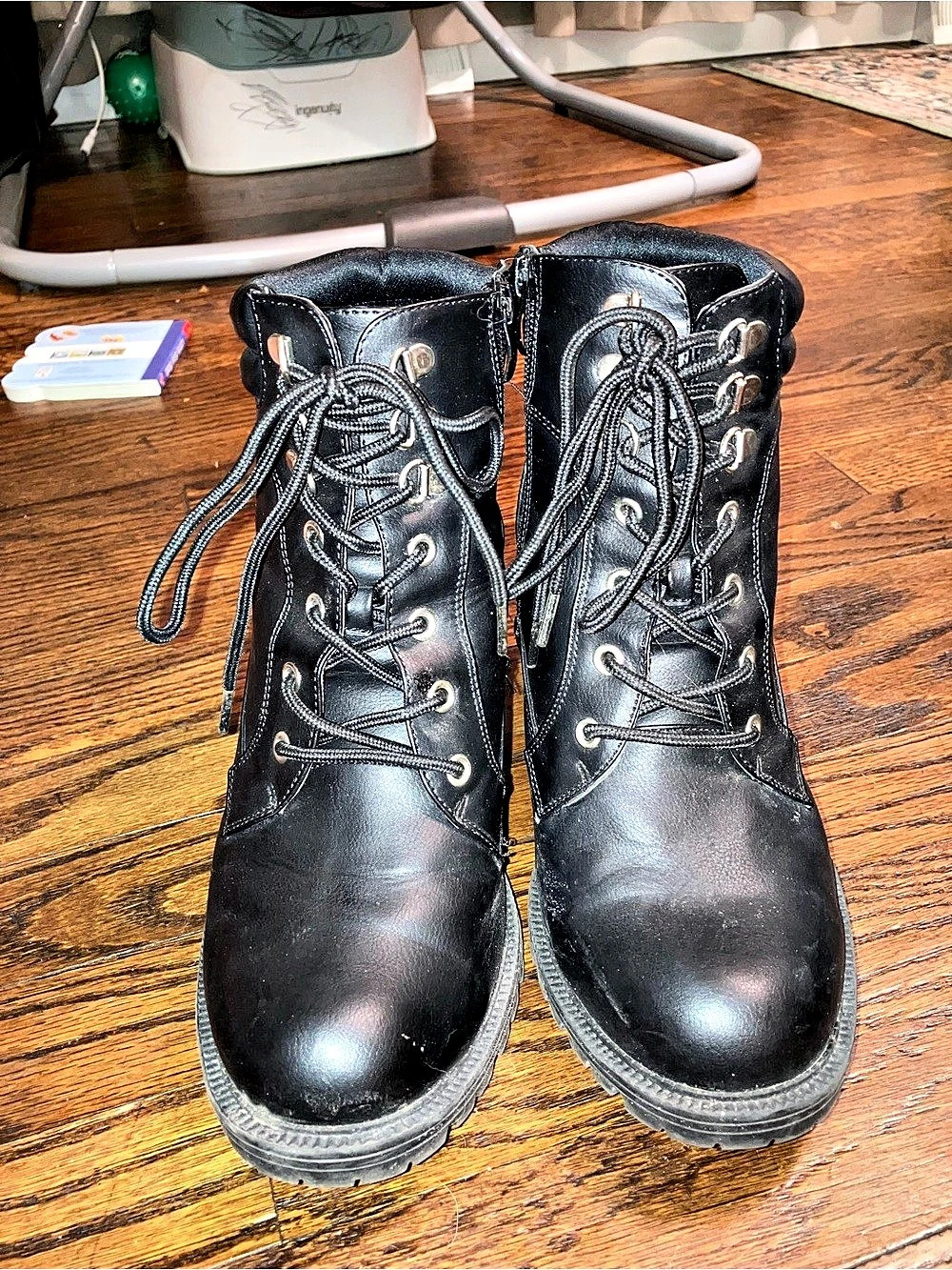 Torrid Black Lace-Up Heeled combat boots